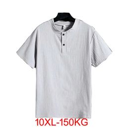 T-shirts pour hommes Grande taille 8XL 9XL 10XL Hommes T-shirt et short en coton et lin à manches courtes style japonais T-shirt vintage oversize d'été T-shirts à col rond G230202