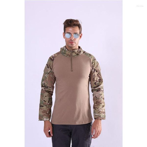 Camisetas para hombre, camisetas tácticas de camuflaje de gran tamaño, camisa de combate verde militar para hombre, camiseta militar de manga larga de secado rápido