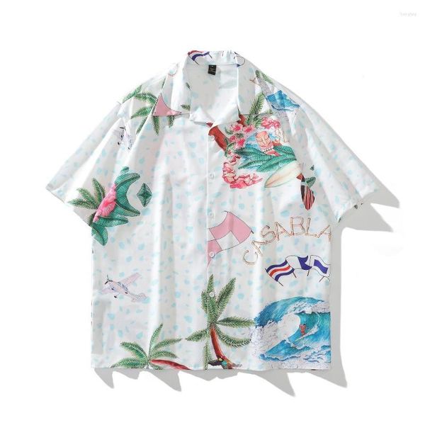 Hommes T-shirts Grande Taille Floral Cocotier Graphique T-shirts Pour Hommes Femmes Hawaiian Vacances D'été Blanc Et Blouses Streetwear 2023