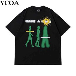 T-shirts masculins Grands hommes Y2K Mens T-shirt drro rétro O-cou harajuku gothique portrait à manches courtes Clothingl2404