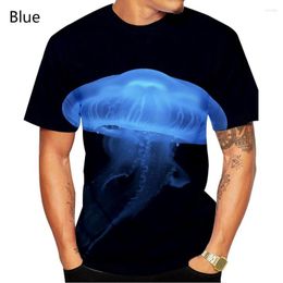 Camisetas de hombre Última moda Animal Jellyfish Camiseta Hombre / mujer 3D Impreso Casual Manga corta Verano