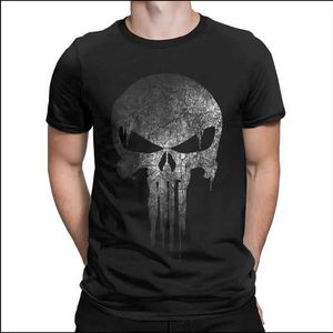 T-shirts voor heren nieuwste heren Fun Skull Print Hip Hop Fitness Street Clothing Pure Cotton Harajuku Hoge kwaliteit T-shirt Korte mouw J240426