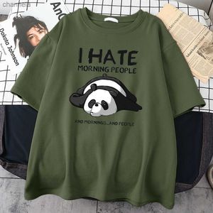 Heren t-shirts luie panda ik haat ochtend mensen anime print mannen