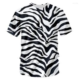 Heren t shirts lcfa t-shirt 2022 zebra strepen o nek t-shirt groot formaat vrijetijds vrijetijd 3D printing persoonlijkheid losse fitness workout tee