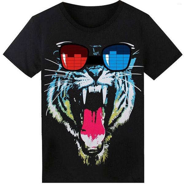 T-shirts pour hommes LED Shirt Sound Activated Glow Light Up Equalizer Vêtements pour Party Cotton Boy