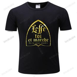 T-shirts voor heren leffe-zelf en lopen als je nog steeds kunt t-shirt Franse tekst Humor bier alcohol drinkliefhebbers EU-maat T-shirt 230414