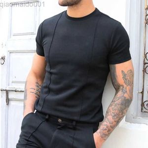 Heren T-shirts Vrije tijd Pure kleur Slank Elastisch Basic T-shirt Heren Sport Trainingskleding Zomer Korte mouw Skinny T-shirt Mens Casual O-hals Tops L230713