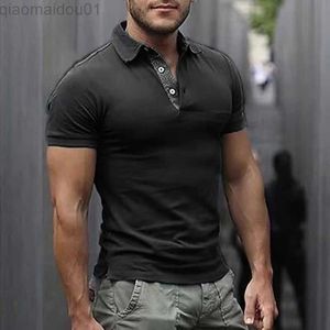 Camisetas de hombre Ocio Manga corta Color sólido Hombres Polos Primavera Verano Moda Abotonado Turn-down Collar Camiseta casual Hombre Streetwear L230713