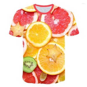 Heren t shirts citroen aardbei druiven fruit print 3D printing t-shirt mannen en vrouwen mode plezier casual korte mouw losse grote maat 2022