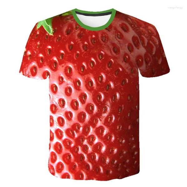 Camisetas para hombre, camiseta con estampado 3D de fruta, uva, fresa y limón, pantalón corto informal divertido a la moda para mujer, verano Est