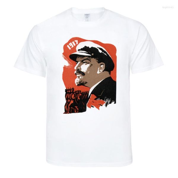 Camisetas para hombre, camiseta de manga corta para hombre de la revolución rusa de Lenin, camiseta de algodón sólido para hombre, ropa de verano