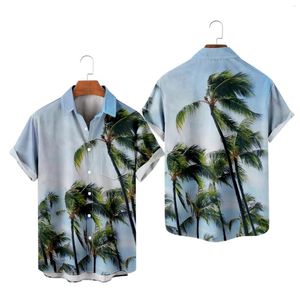 T-shirts pour hommes justaucorps chemise hommes hommes Floral manches courtes boutonné plage dame ajusté
