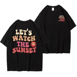 Camisetas para hombres Vamos a ver la letra de verano de la puesta de sol, algodón, algodón transpirable, manga corta