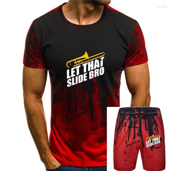 Camisetas para hombre Let That Slide Bro, camiseta divertida con reproductor de trombón, regalo de banda, Camisa de algodón para hombre, camisetas cómodas únicas