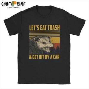 Les t-shirts masculins laissent manger des poubelles opossum posossum t-shirts masculins coton pur t-shirt vintage o cou est frappé par une voiture t-shirt court tops slve t240515