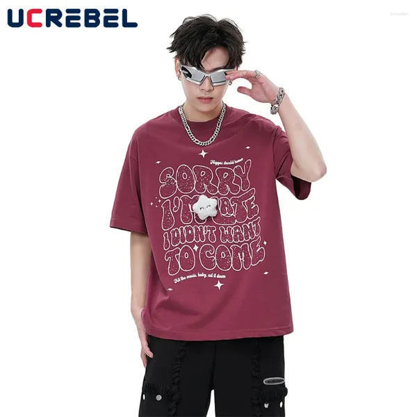 T-shirts pour hommes Imprimé t-shirt à manches courtes pour hommes Mens étoiles Décoration Summer High Street Half-Sleeve Loose Crew Nou Tee Men Coton Tops