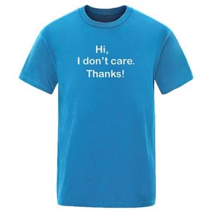 T-shirts voor heren Letter Eenvoudige print Trend Man Effen Kleur Korte mouw Ronde hals Grappig Hallo, het maakt me niet uit, bedankt Mode Zomertops W220409