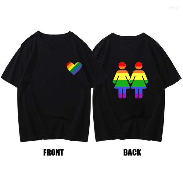 T-shirts pour hommes Thème LGBT T-shirt en coton T-shirt à impression double face Loisirs Vêtements pour hommes Y2k Streetwear Hauts à manches courtes respirants Le