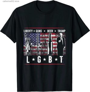 Camisetas de hombre Liberty Guns Beer Trump Camiseta LGBT Parodia Regalo divertido Tops Camisetas Marca Casual Algodón Hombres Camisetas Casual T230601