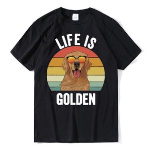 Camisetas para hombre Life Is Golden Retriever Retro Dog Mom Camiseta unisex Camiseta de manga corta de algodón con cuello redondo Tops para amantes de la moda Camisa suave para mujer