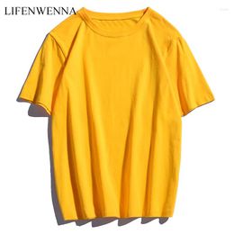 T-shirts pour hommes LIFENWENNA été coton doux hommes décontracté à manches courtes col rond Fitness noir blanc jaune basique hauts t-shirts M-4XL