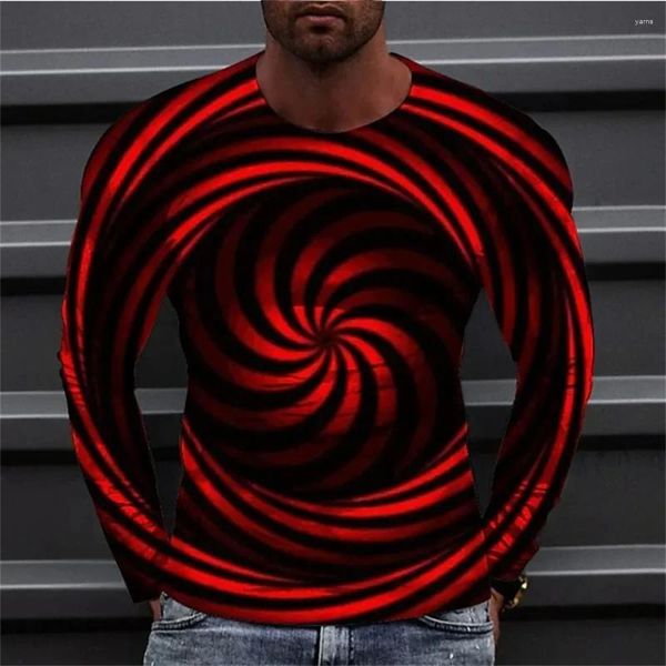 Camisetas para hombre, camisetas de moda con estampado 3D de otoño ligero, ropa para hombre, patrones de camisa de manga larga con cuello redondo 2023