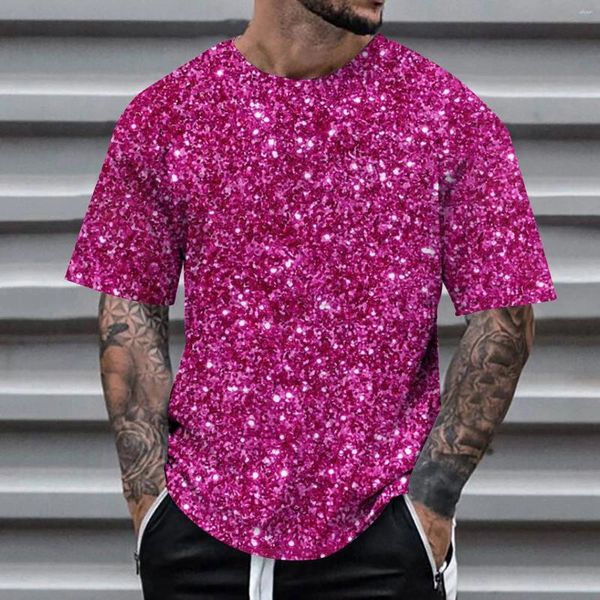 T-shirts pour hommes légers pour hommes chemise de performance de scène 3D imprimé pull à paillettes à manches courtes t-shirt décontracté