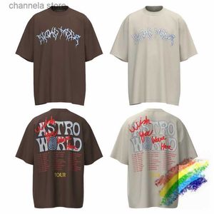 T-shirts pour hommes Lightning Impression Puff Imprimer Cactus Jack T-shirt Hommes Femmes Abricot Brun Oversize Tee Tops T240218