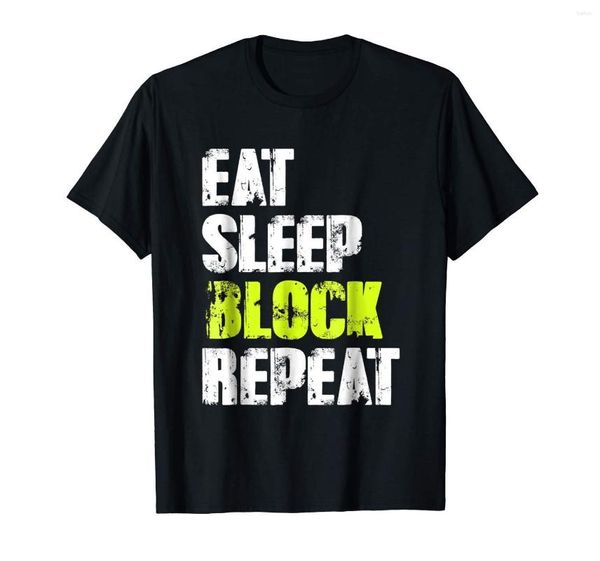 Camisetas de hombre Lineman Eat Sleep Block repetir camiseta negra Cool Casual Pride Shirt hombres Unisex moda camiseta divertida Tops