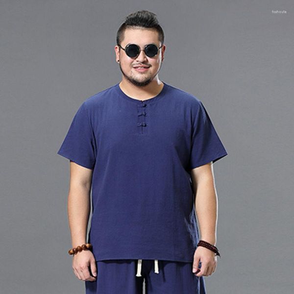 T-shirts pour hommes lin hommes été décontracté coton à manches courtes surdimensionné grande taille grand 9xl 8XL Plus 7XL 6xl O cou mâle chinois