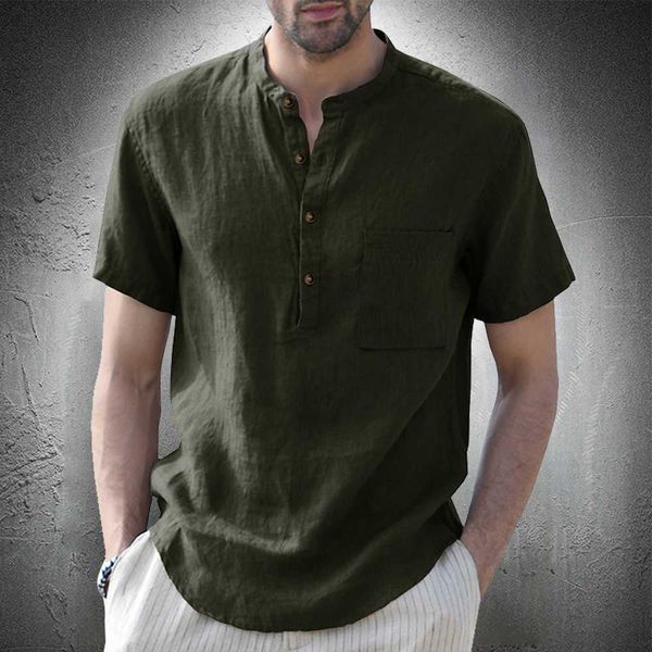 Camisetas para hombres Lino Verano Casual Ligero Respirar Fresco Manga corta S Ropa de moda 2022 Nuevo Polo Y2302