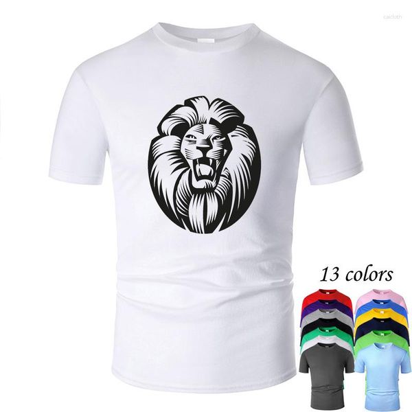 Camisetas de hombre Lion Line Art O cuello camisa de algodón hombres y mujeres Unisex verano manga corta diseñado estilo Simple camiseta Casual M01028