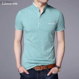 T-shirts hommes Liseaven hommes col mandarin T-shirt basique t-shirt mâle chemise à manches courtes marque nouveaux hauts t-shirts coton t-shirt l240110