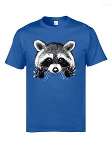 Camisetas de hombre Little Dork Raccoon para hombre Tops personalizados Camisa de algodón puro de manga corta Camisetas de cumpleaños O-cuello Azul Impresión digital 3D