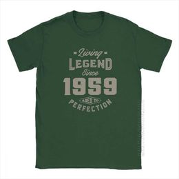 T-shirts masculins Légende vivante depuis 1959 T-shirt d'anniversaire cadeau anniversaire vintage masque gris vêtements coton pur Q240514