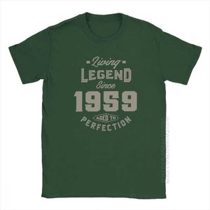 Heren T-shirts Living Legend Sinds 1959 Verjaardag T-shirt Verjaardag Geschenk Vintage Mens Gray Clothing Pure Cotton Q240514