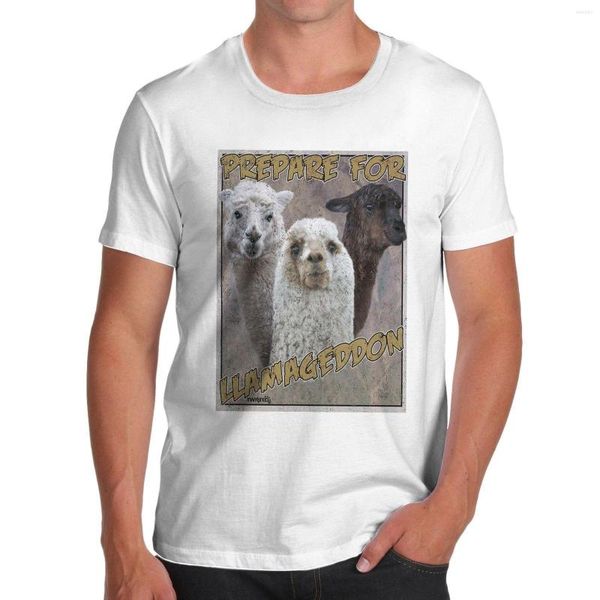 Camisetas para hombre Llamageddon Llama Armageddon, divertida camiseta gráfica de animales, ropa informal de marca, camiseta Retro de algodón