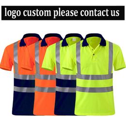 Camisetas de hombre Logo personalizado trabajo nocturno reflectante seguridad Polo camisa de secado rápido manga corta camiseta ropa protectora para la construcción
