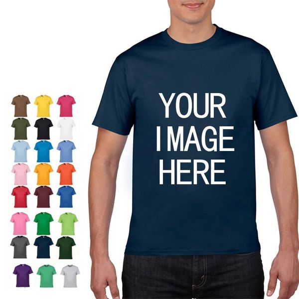 Camisetas para hombre LOGOTIPO Precio Algodón Manga corta Color sólido O-cuello Camiseta Tops Camiseta Personalizada Imprima su propio diseño Impreso Unisex CamisetaHombre
