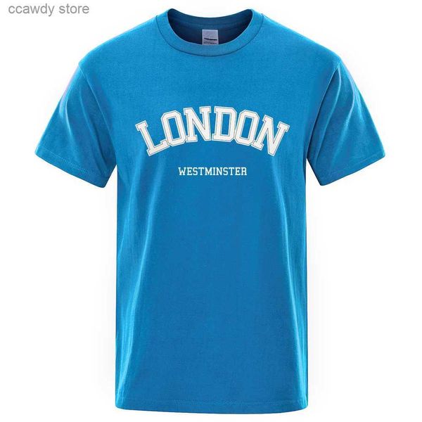 T-shirts masculins London Westminster Strt tter Tops Mens Fashion Crewneck T-shirt Hip Hop Sweat Cotton Casual Oversize Men Hommes H240507