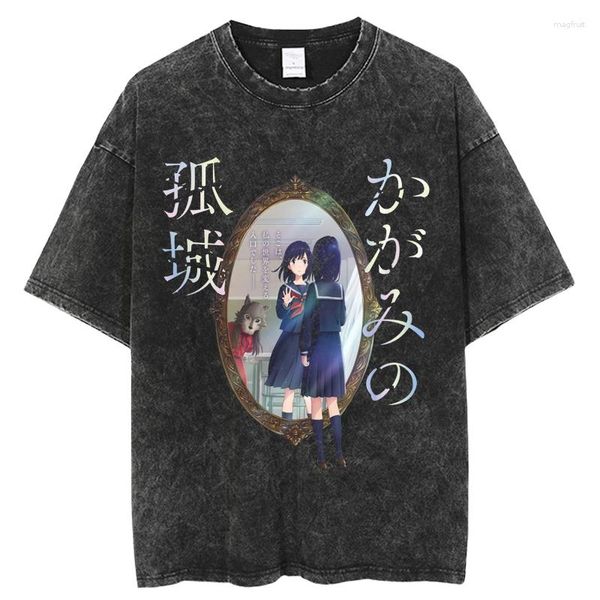 Camisetas de hombre Lonely Castle In The Mirror, camisetas de Anime, ropa de calle de gran tamaño con gráfico lavado Vintage, camisetas de Manga corta