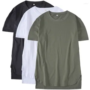 T-shirts pour hommes Long Extend Mens Shirt Tops Hommes Manches courtes T-shirt décontracté Oversize Hop Mâle T-shirt Mode Longline Streetwear Tissu