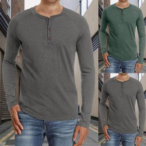 T-shirts pour hommes Chemisier à manches longues Big Tall pour hommes Henley Shirt Coton Casual Summer