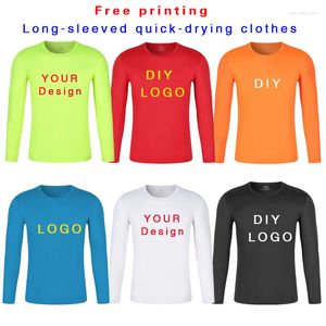 T-shirts voor heren, lange mouwen, sneldrogend T-shirt met ronde hals, op maat gemaakt, ademend cultuurshirt, sport, fitness, buiten, gedrukt logo, hardloopwerk