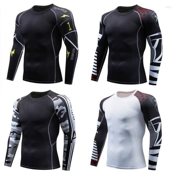 T-shirts pour hommes chemise à manches longues Compression sueur séchage rapide serré hommes t-shirt élastique de haute qualité