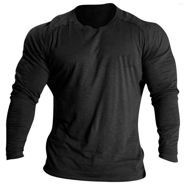 Camisetas para hombres Camisa de manga larga para hombres Fitness para hombre Correr Deportes Músculo Atlético Compresión Paquete liso