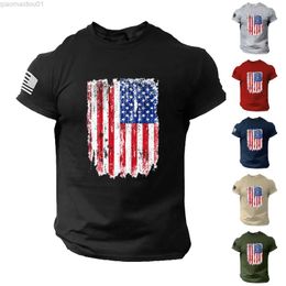 T-shirts pour hommes à manches longues chemise de nuit hommes été hommes drapeau américain décontracté fitness 3d imprimé poche courte t-shirts pour hommes chemise sombre pour hommes L230713