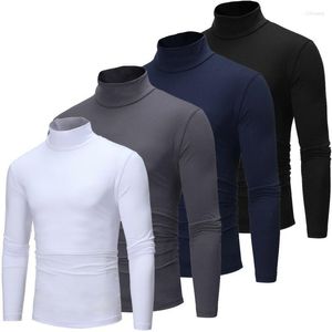 T-shirts pour hommes T-shirt à col roulé à manches longues Hommes Coton Vêtements de marque pour hommes Stretch Slim Fit Base Tee Shirt Tops Col haut