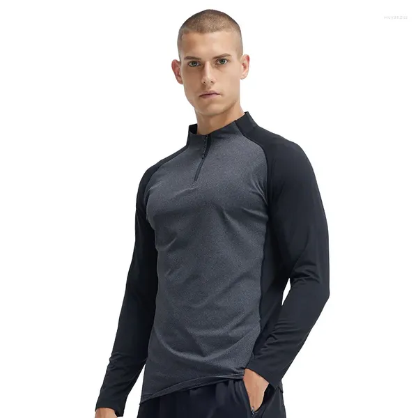 Camisetas para hombre Traje de entrenamiento de media cremallera de manga larga Correr aeróbico Fitness Top deportivo en primavera y otoño