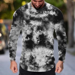 Camisetas para hombres camisetas de manga larga para hombre otoño de primavera blusas delgadas tinte de tina camisa redonda de cuello